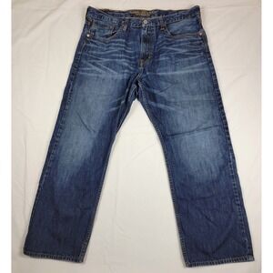 American Eagle Mens Relaxed Straight Leg Jeans 38x29 Medium Wash Denim Cotton